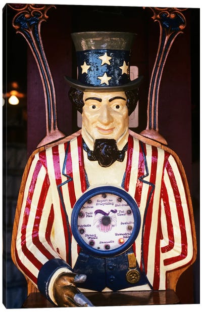 1890s-1900s-1910s Folk Art Uncle Sam Amusement Arcade Personality Game Machine Canvas Art Print - Uncle Sam