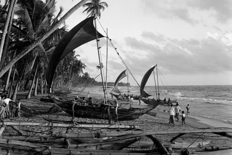 1930s Catamarans On Tropical Beach Indian Ocean Sri Lanka