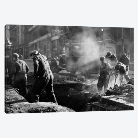 1930s Construction Street Workers Digging Ditch Boston Ma USA Canvas Print #VTG94} by Vintage Images Canvas Art