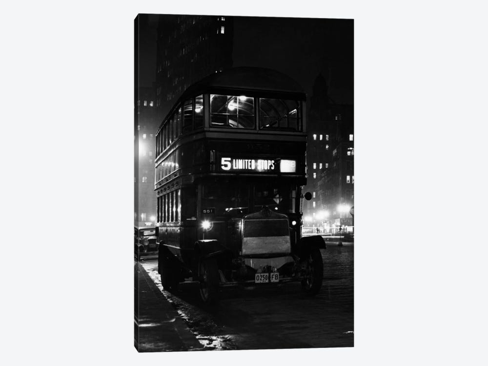 1930s Double Decker 5Th Avenue Bus At Night Near Flatiron Building New York City USA by Vintage Images 1-piece Canvas Artwork