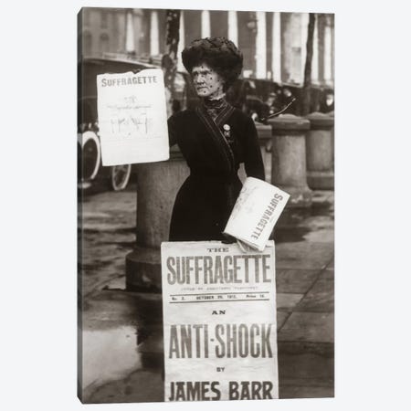 1900s British Suffragette Woman Distributing Literature Newsletter Flyer City Street Canvas Print #VTG9} by Vintage Images Canvas Print