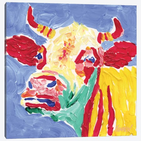 Colorful Cow Head Canvas Print #VTK100} by Vitali Komarov Canvas Art Print