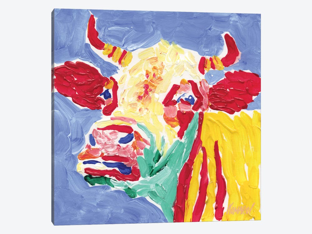 Colorful Cow Head by Vitali Komarov 1-piece Canvas Wall Art