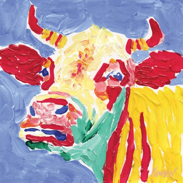 Artists Like Matisse: Colorful Cow Head by Vitali Komarov