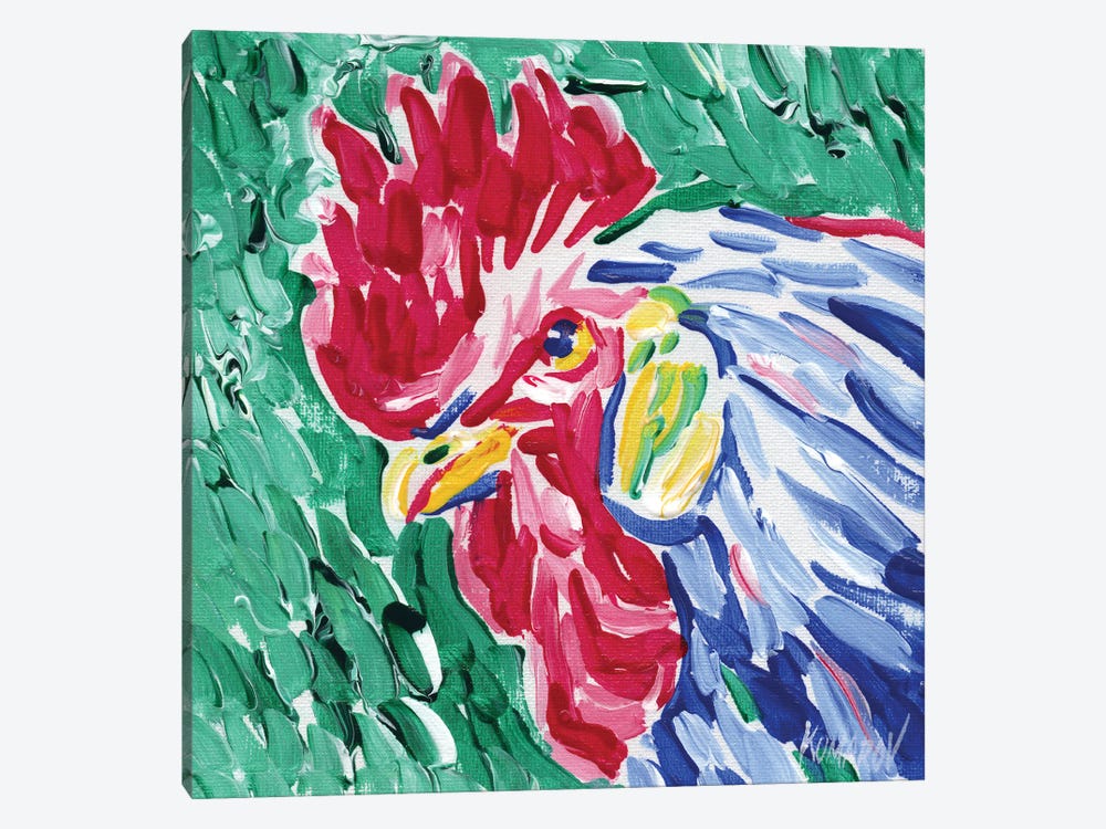 Colorful Rooster Head by Vitali Komarov 1-piece Canvas Artwork