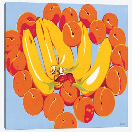 Apricots And Bananas Canvas Print #VTK110} by Vitali Komarov Canvas Wall Art