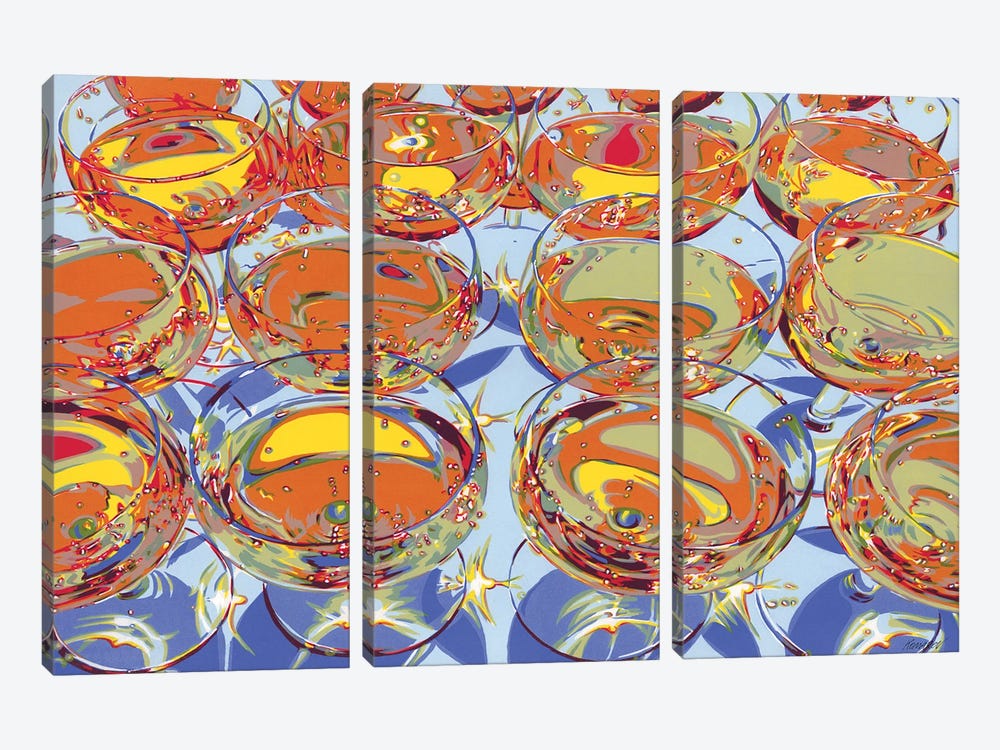 Glasses With Champagne by Vitali Komarov 3-piece Canvas Wall Art