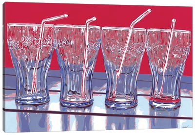 Coca-Cola Glasses Canvas Art Print - Soft Drink Art