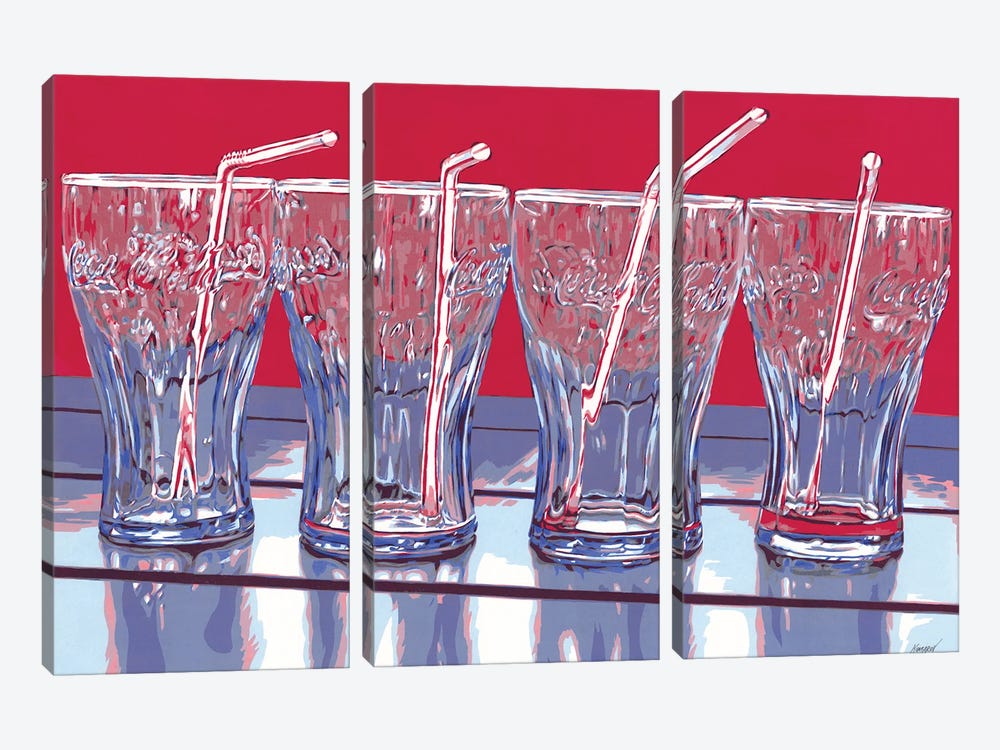 Coca-Cola Glasses by Vitali Komarov 3-piece Canvas Artwork