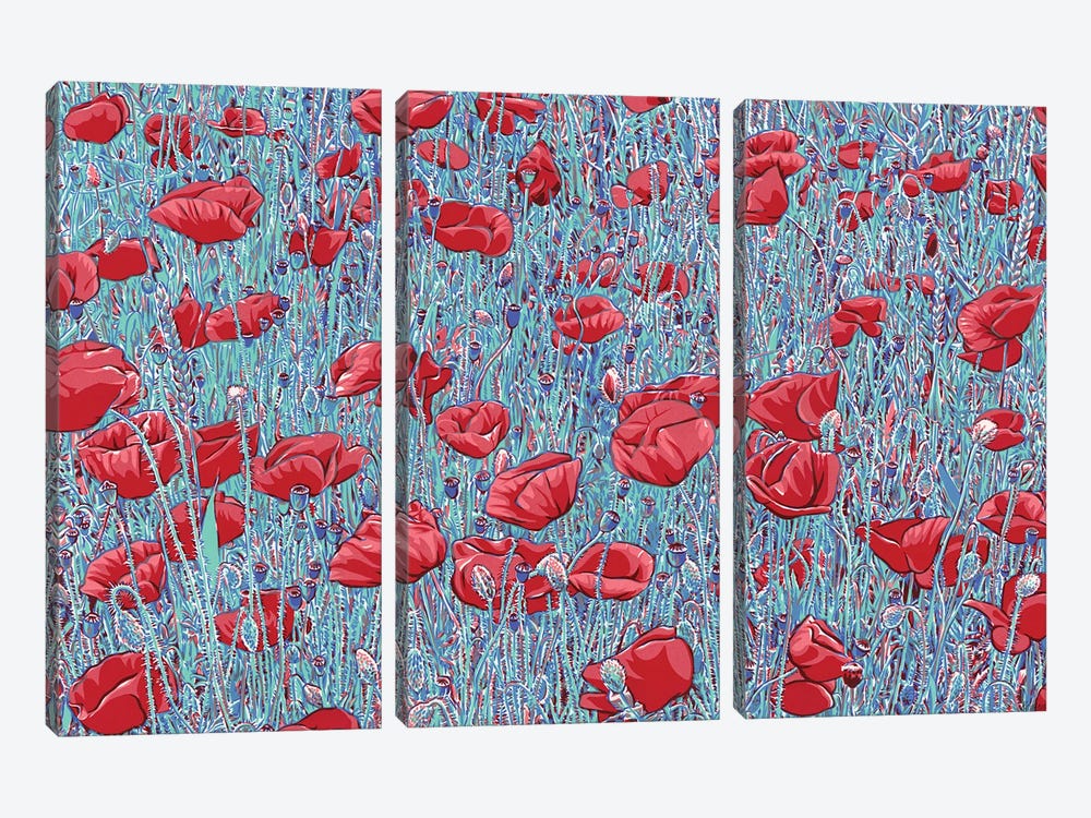 Poppy Field by Vitali Komarov 3-piece Canvas Art