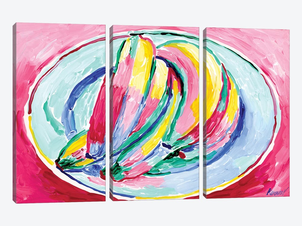 Bananas On A Plate by Vitali Komarov 3-piece Canvas Art