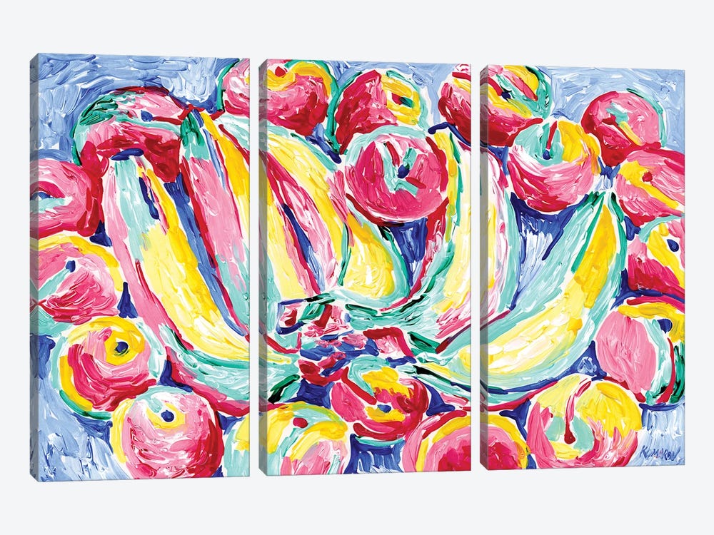 Bananas And Apricots Still Life by Vitali Komarov 3-piece Canvas Print