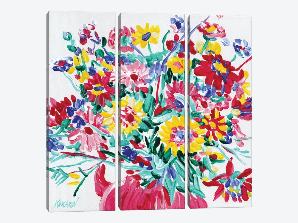 Vase With Flowers by Vitali Komarov 3-piece Canvas Print