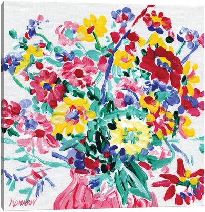 Vase With Flowers Still Life Canvas Art Print - Vitali Komarov