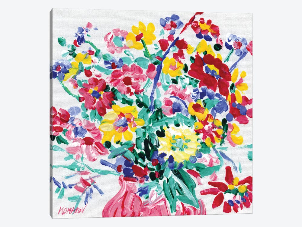 Vase With Flowers Still Life by Vitali Komarov 1-piece Canvas Artwork