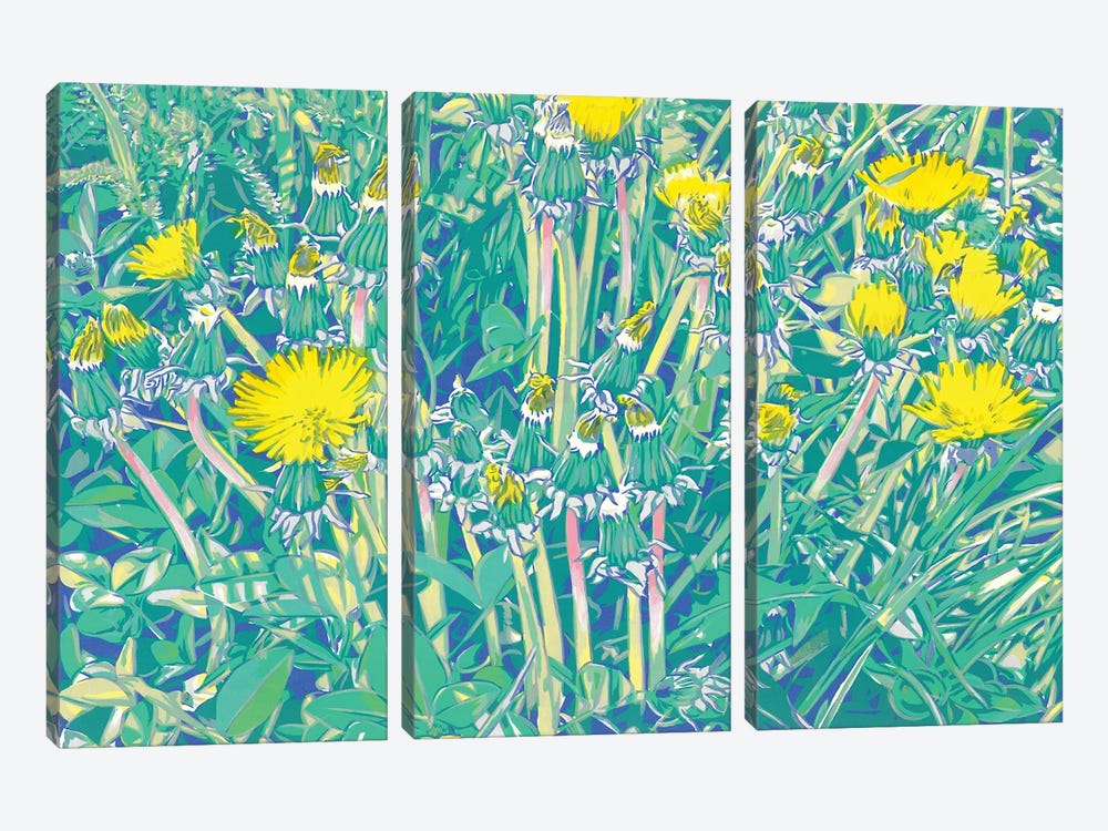 Dandelions In A Meadow by Vitali Komarov 3-piece Canvas Artwork