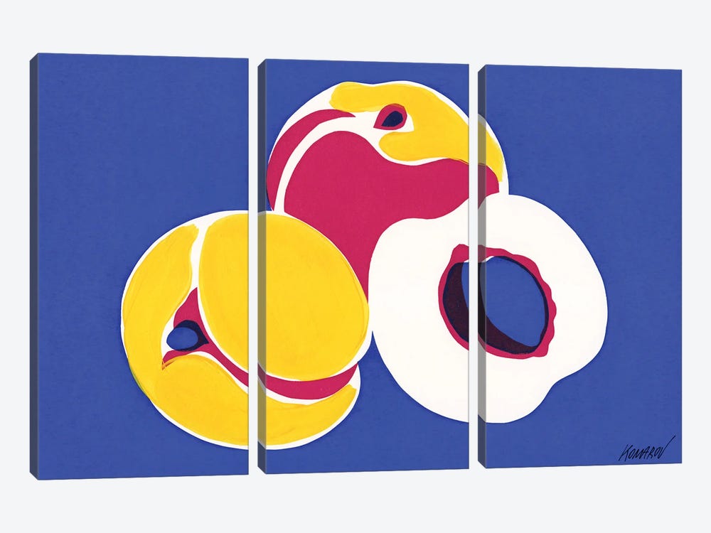 Three Peaches by Vitali Komarov 3-piece Art Print