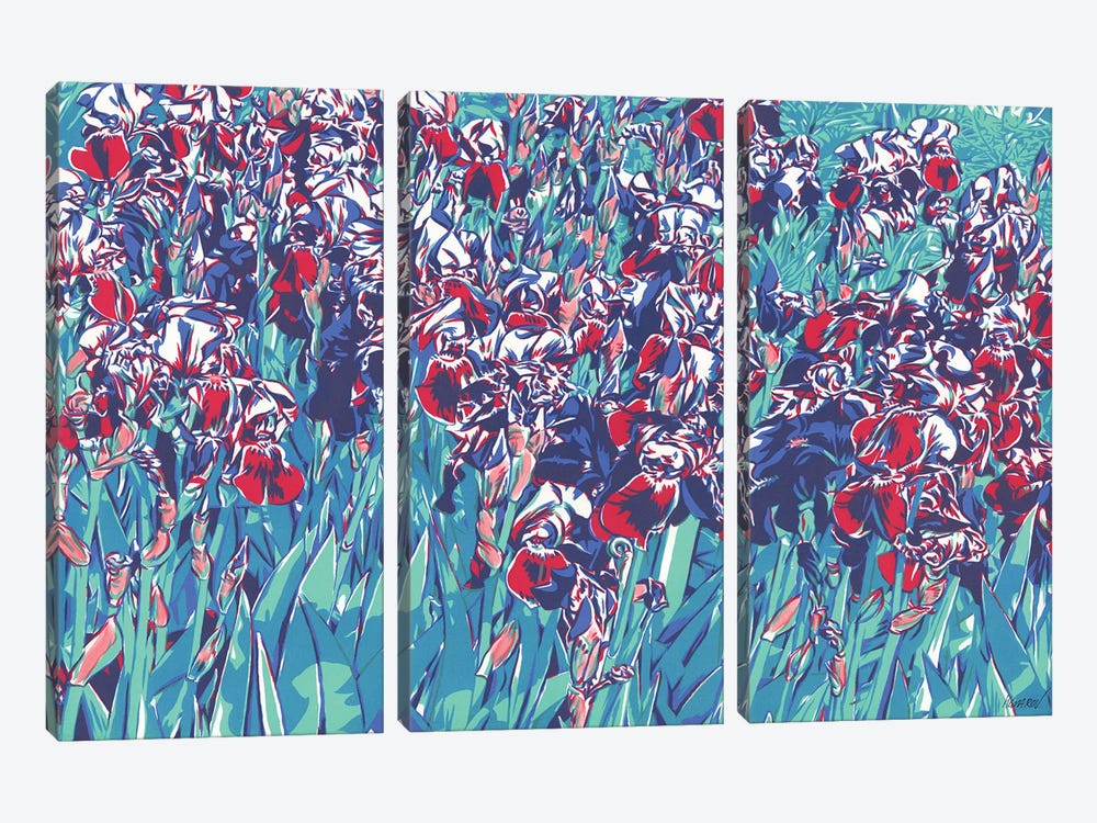 Sunlit Iris Flowers by Vitali Komarov 3-piece Canvas Art Print