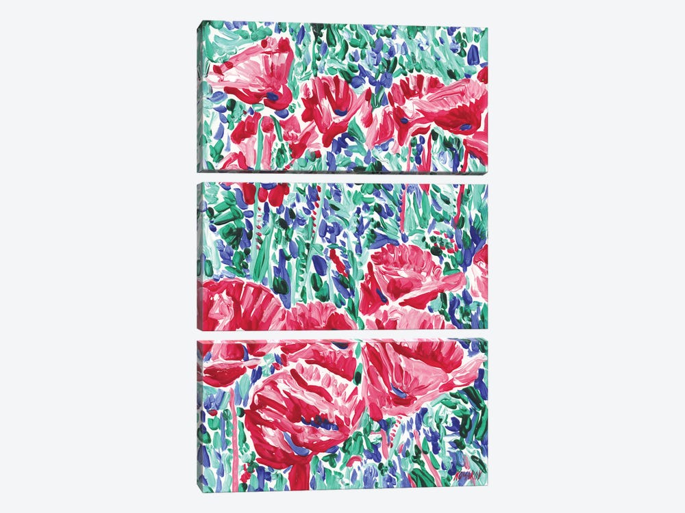 Field With Poppies by Vitali Komarov 3-piece Canvas Wall Art