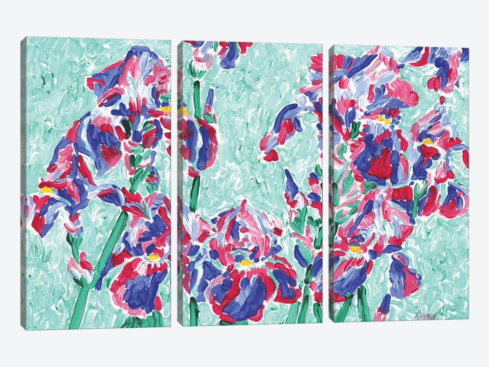 Iris Flower Field by Vitali Komarov 3-piece Canvas Wall Art