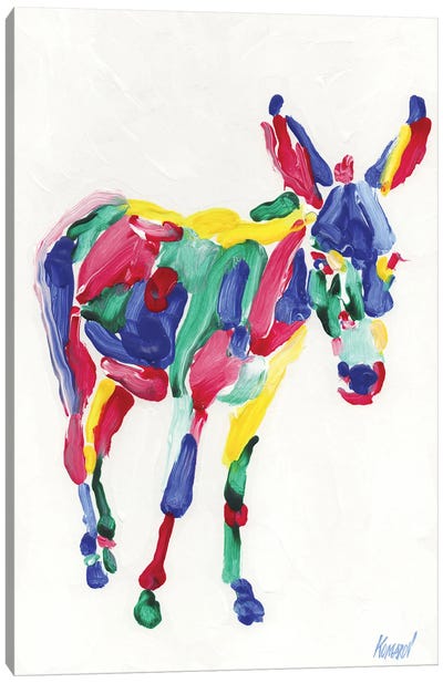 Rainbow Donkey Canvas Art Print - Donkey Art