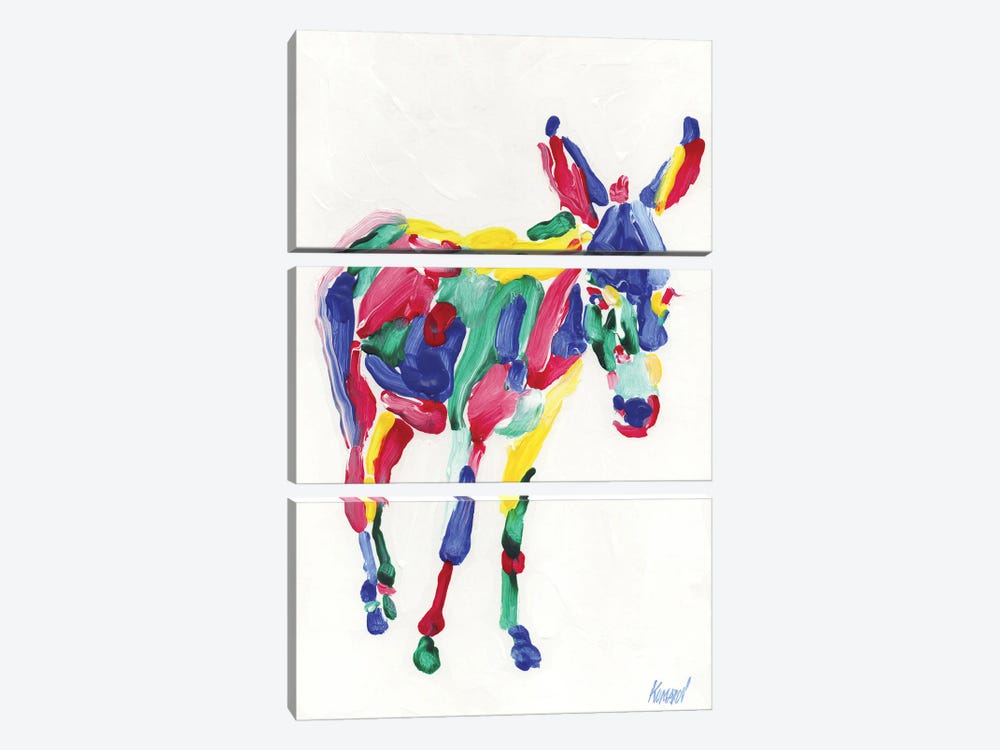 Rainbow Donkey by Vitali Komarov 3-piece Canvas Artwork