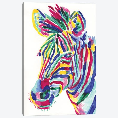 Colorful Zebra Canvas Print #VTK196} by Vitali Komarov Canvas Print