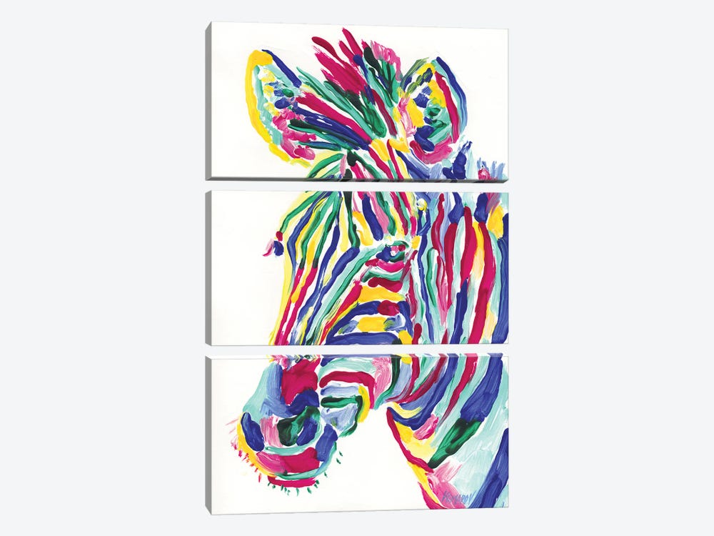 Colorful Zebra by Vitali Komarov 3-piece Canvas Print