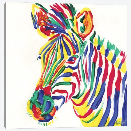 Rainbow Zebra Canvas Print #VTK197} by Vitali Komarov Canvas Art Print