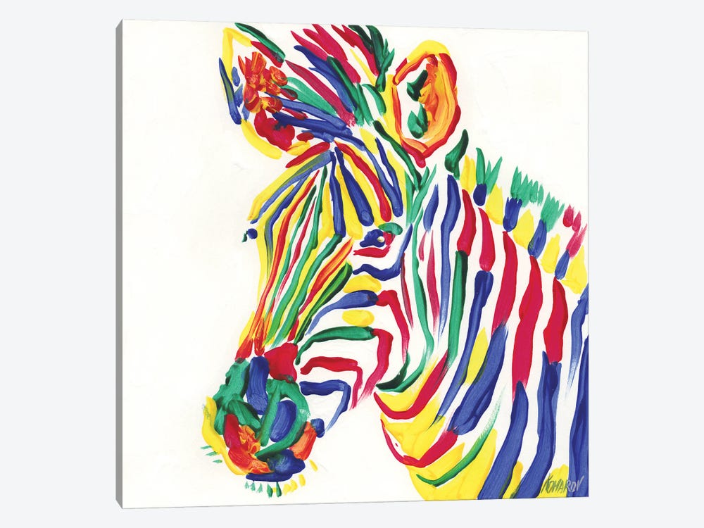 Rainbow Zebra by Vitali Komarov 1-piece Canvas Artwork