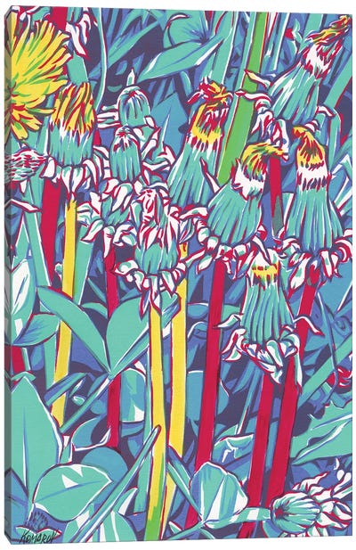 Colorful Dandelion Flowers Canvas Art Print - Dandelion Art