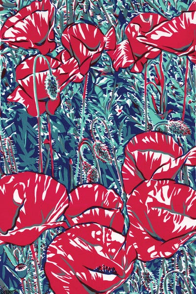 Blue & Red: Red Poppies by Vitali Komarov