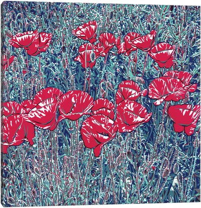 Red Poppy Field Canvas Art Print