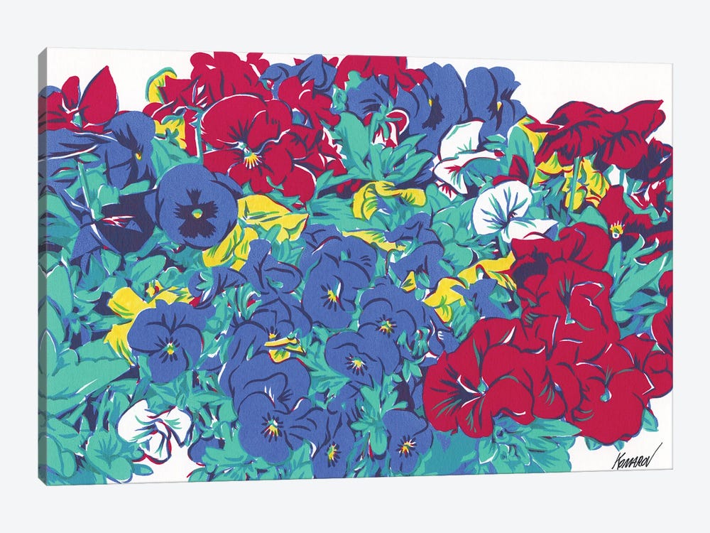 Pansies Flowers by Vitali Komarov 1-piece Canvas Art Print