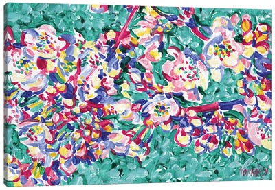 Blossoming Sakura Branch Canvas Art Print - Vitali Komarov