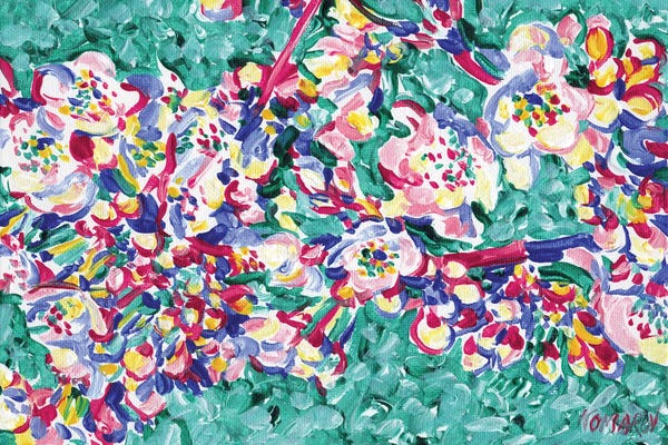 Japanese Décor: Blossoming Sakura Branch by Vitali Komarov