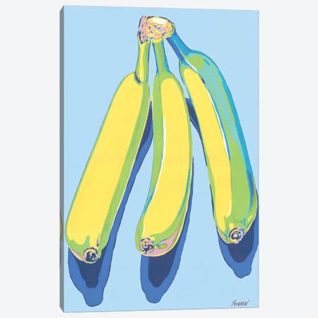 Bananas On Blue Background Canvas Print #VTK234} by Vitali Komarov Canvas Art