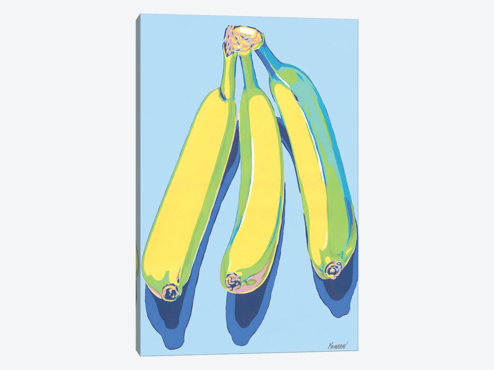 Bananas On Blue Background by Vitali Komarov 1-piece Canvas Art Print