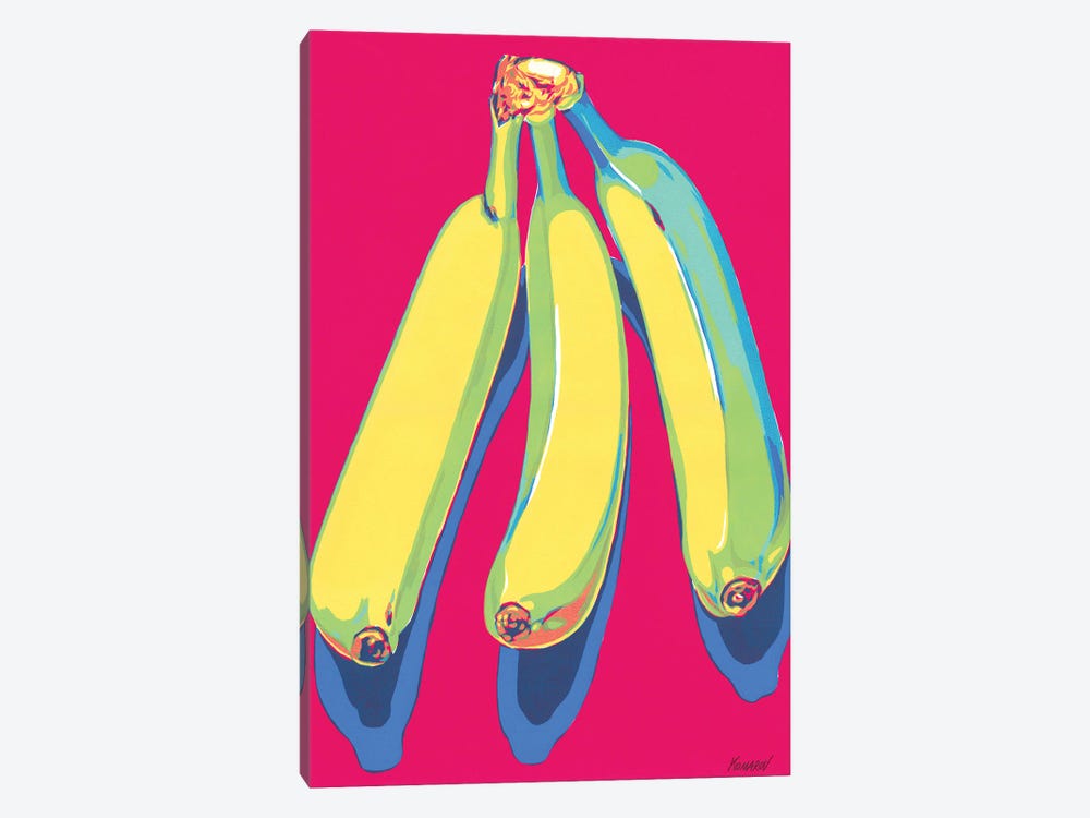 Bananas On Red Background by Vitali Komarov 1-piece Canvas Artwork