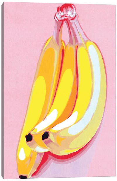 Three Bananas Canvas Art Print - Banana Art