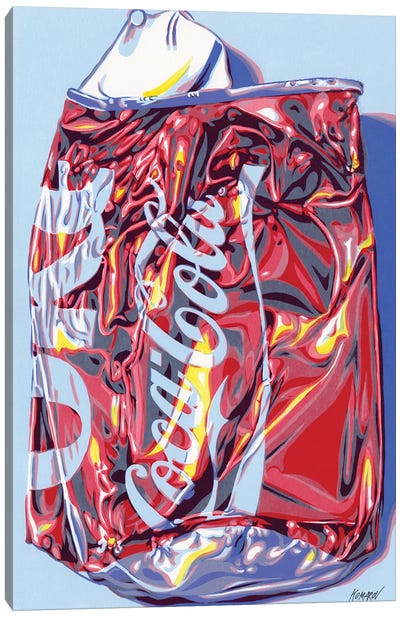 Crashed Cola Can Canvas Art Print - Soft Drink Art