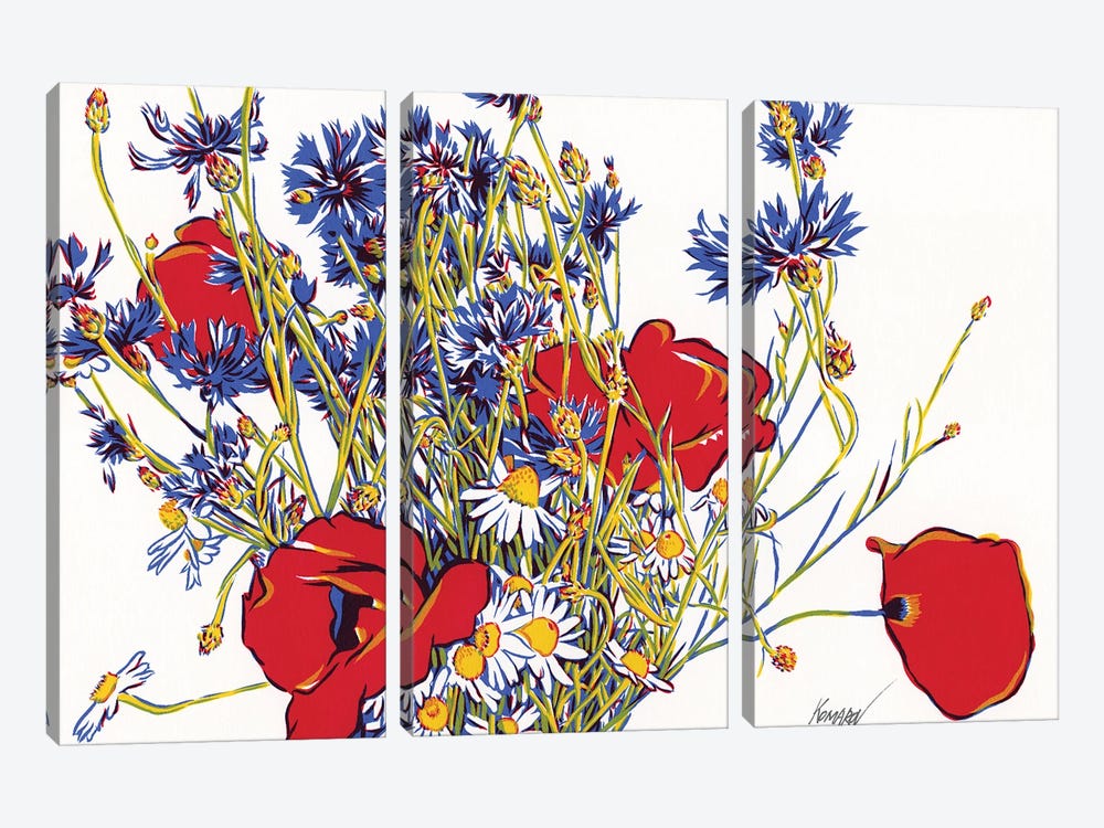 Meadow Flowers by Vitali Komarov 3-piece Art Print