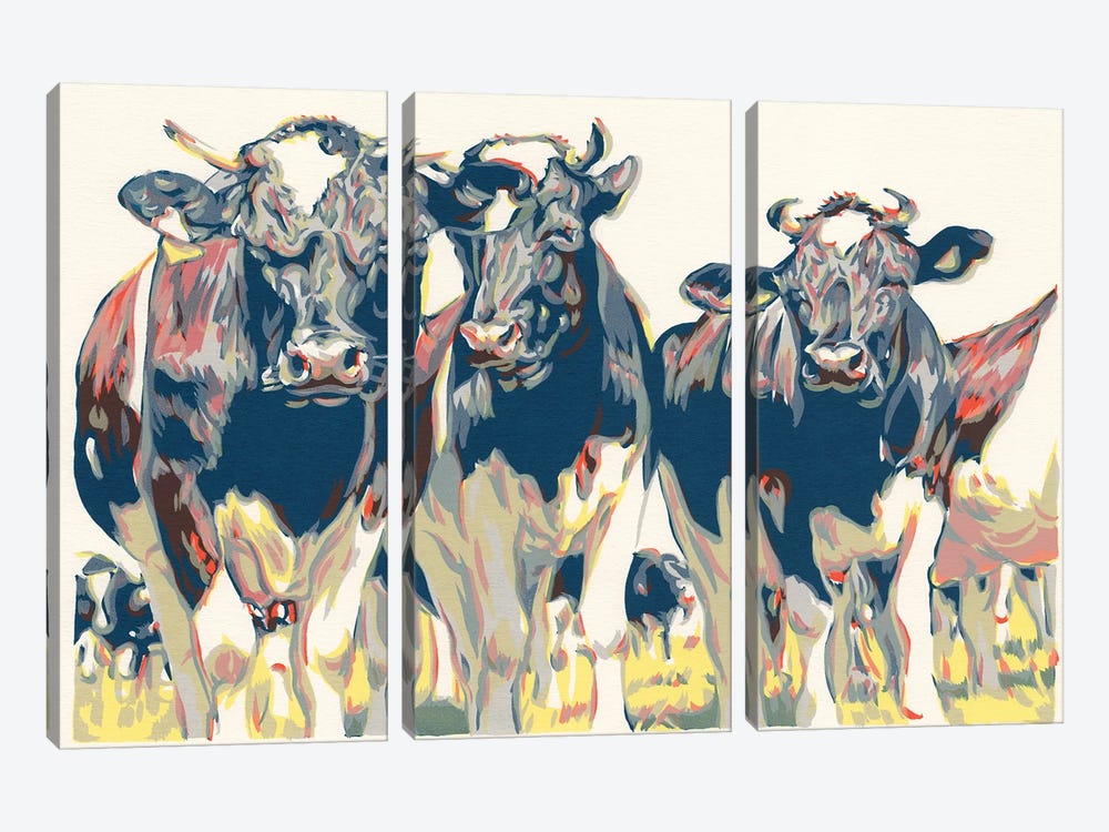 Herd Of Bulls by Vitali Komarov 3-piece Canvas Artwork