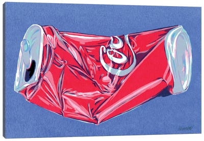 Crushed Cola Can Canvas Art Print - Soft Drink Art