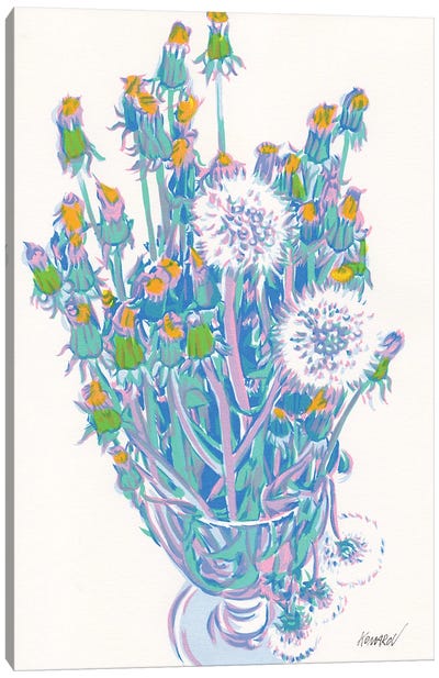 Dandelions In A Vase Canvas Art Print - Dandelion Art