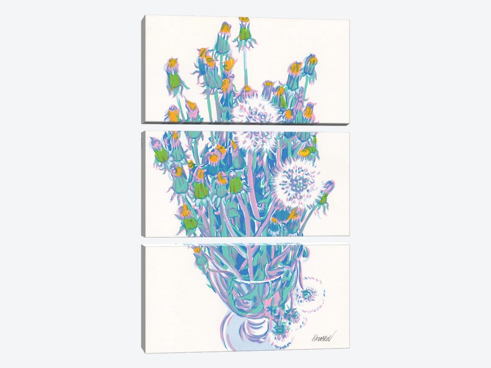 Dandelions In A Vase by Vitali Komarov 3-piece Canvas Artwork