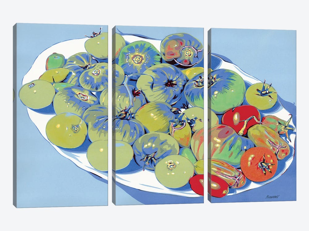 Plate With Tomatoes by Vitali Komarov 3-piece Canvas Art Print