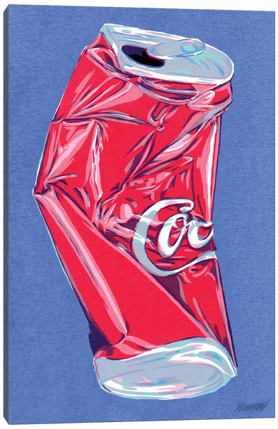 Crushed Coca-Cola Can Canvas Art Print - Soft Drink Art