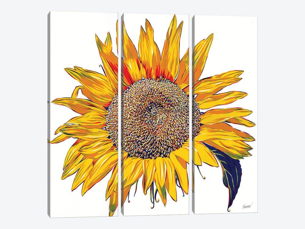 Sunflowers by Vitali Komarov 3-piece Canvas Wall Art
