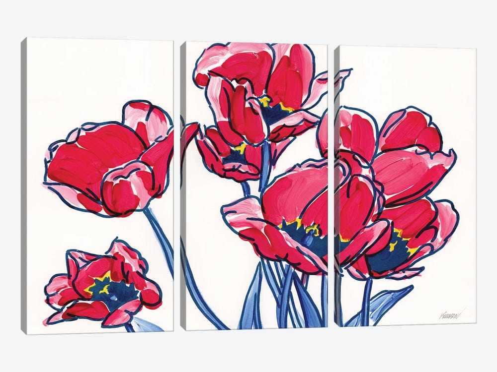 Red Tulips I by Vitali Komarov 3-piece Canvas Wall Art